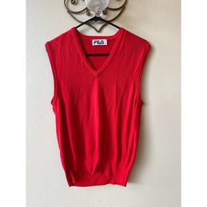FILA Vintage Knit Red Sweater Vest Size 34 Size XS
